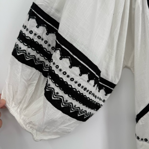 Scarlett Poppies Cotton White Black Dress A little Extra Size M/ L embroidered - Picture 8 of 12